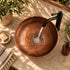 Handcrafted Patina Copper Vessel Sink with Matte Black Faucet