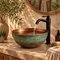 Handcrafted Patina Copper Vessel Sink with Matte Black Faucet