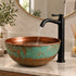 Handcrafted Patina Copper Vessel Sink with Matte Black Faucet