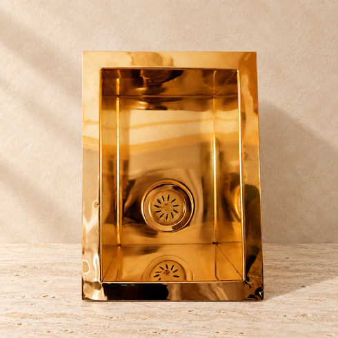 Handcrafted Polished Brass Rectangular Sink – Moroccan Artisan Basin