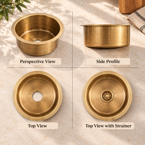 Handcrafted Round Solid Brass Sink – Moroccan Artisan Basin