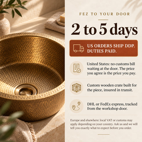 Handcrafted Round Solid Brass Sink – Moroccan Artisan Basin