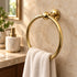 Handcrafted Solid Brass Towel Ring – Wall-Mounted Round Bathroom Hand Towel Holder with Polished Golden Finish