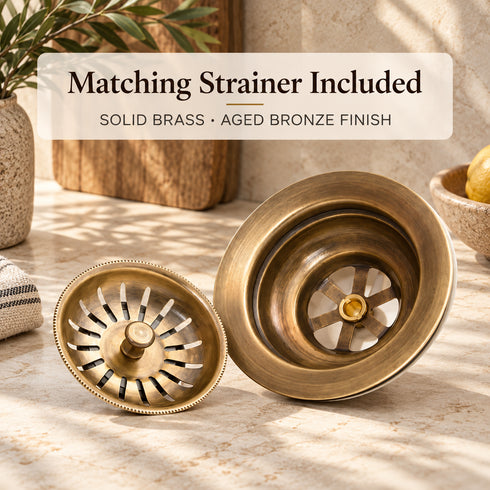 Handcrafted Solid Brass Undermount Sink – Aged Bronze Patina