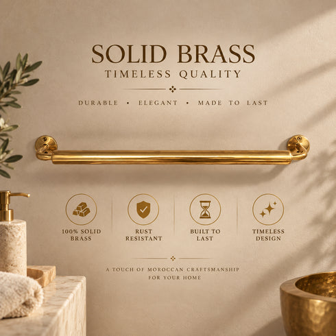 Handcrafted Solid Brass Wall-Mounted Towel Bar