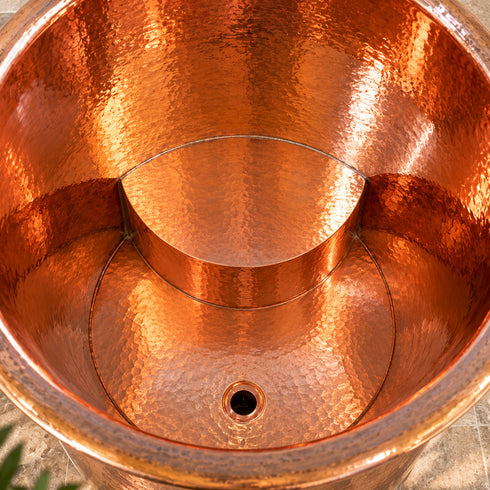 Handcrafted Solid Copper Cold Plunge Bathtub with Built-In Seat