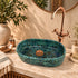 Handcrafted Turquoise Stone Vessel Sink with Hammered Copper Faucet