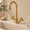 Handcrafted Unlacquered Brass Gooseneck Faucet with Cross Handles