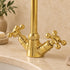 Handcrafted Unlacquered Brass Gooseneck Faucet with Cross Handles