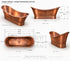 Handcrafted Vintage Freestanding Copper Bathtub with Smooth Finish