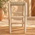 Handcrafted Whitewashed Wooden Bar Stool with Woven Seagrass Seat – Rustic Mediterranean Counter Stool