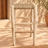 Handcrafted Whitewashed Wooden Bar Stool with Woven Seagrass Seat – Rustic Mediterranean Counter Stool