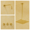 Handcrafted Brass Ceiling & Wall Shower System with Rainfall Showerhead and 3-Valve Mixer