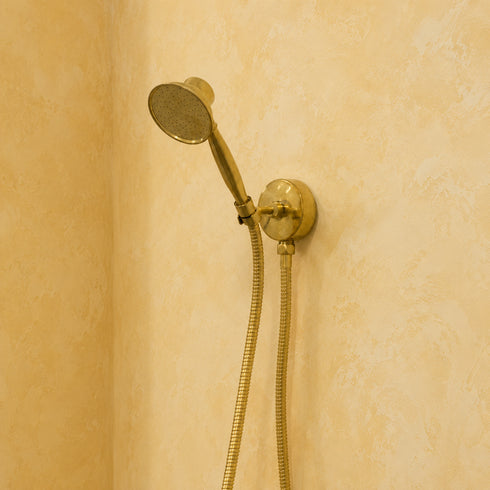 Handcrafted Brass Handheld Shower Set with Wall Mount & Flexible Hose