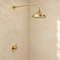 Handcrafted Brass Rain Shower System – Round Shower Head with Curved Wall Arm