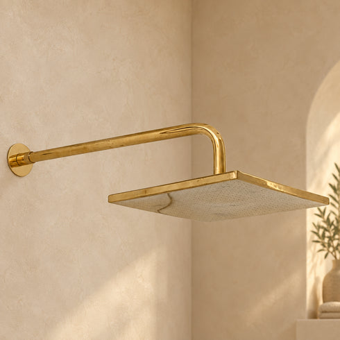 Handcrafted Square Brass Rain Shower Head – 10-Inch Wall-Mounted Design