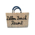 Handcrafted Straw Beach Bag with Black Handles and Stylish “Summer Beach” Design