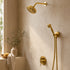 Handcrafted Unlacquered Brass Shower System with Rainfall Head & Hand Shower