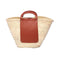 Handmade Moroccan Palm Straw Basket Bag with Genuine Brown Leather Handles