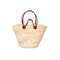 Handmade Moroccan Palm Straw Market Basket with Genuine Cognac Leather Handles