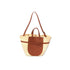 Handmade Moroccan Palm Straw Tote Bag with Genuine Brown Leather Handles