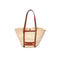Handmade Moroccan Palm Straw Tote Bag with Genuine Brown Leather Straps