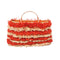 Handmade Moroccan Raffia Fringe Tote Bag with Gold Ring Handles