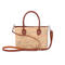Handmade Moroccan Raffia Mini Tote Bag with Rounded Leather Handles