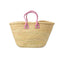 Handmade Moroccan Straw Tote Bag with Pink Leather Handles Beach Bag