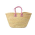 Handmade Moroccan Straw Tote Bag with Pink Leather Handles Beach Bag