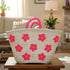 Handwoven Moroccan Straw Basket with Embroidered Flowers Beach Bag
