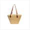 Handmade Natural Raffia Tote Bag with Genuine Tanned Leather Handles