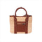 Handmade Structured Natural Raffia Tote Bag with Genuine Leather Handles