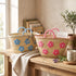 Handwoven Moroccan Palm Leaf Basket with White Floral Embroidery