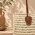 Handwoven Moroccan Raffia Tote Bag with Braided Leather Handles
