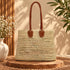 Handwoven Moroccan Raffia Tote Bag with Braided Leather Handles