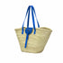 Handwoven Moroccan straw basket with leather closure
