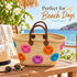 Handwoven Straw Basket Bag, Colorful Smiley Face Tote, Moroccan Raffia Beach Bag, Summer Market Basket
