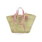Handwoven Large Moroccan Straw Basket with Leather Handles Beach Bag