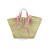 Handwoven Large Moroccan Straw Basket with Leather Handles Beach Bag