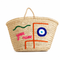 Handwoven Moroccan Palm Leaf Basket with Colorful Geometric Embroidery