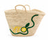 Handwoven authentic Moroccan Palm Leaf Basket with Lemon Embroidery
