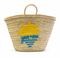 Handwoven Moroccan Palm Leaf Beach Basket with Sun Embroidery