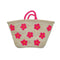 Handwoven Moroccan Straw Basket with Embroidered Flowers Beach Bag
