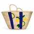 Handwoven Moroccan Straw Basket with Lemon Embroidery