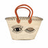 Handwoven Moroccan Straw Basket with Silver Eye Design