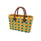 Handwoven Moroccan Straw Tote Bag – Teal, Yellow & Natural Beige