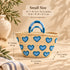 Heart Straw Basket, Moroccan Handwoven Tote, Blue Heart Palm Leaf Bag, Small Beach & Market Basket