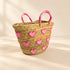 Heart Straw Basket, Moroccan Handwoven Tote, Blue Heart Palm Leaf Bag, Small Beach & Market Basket