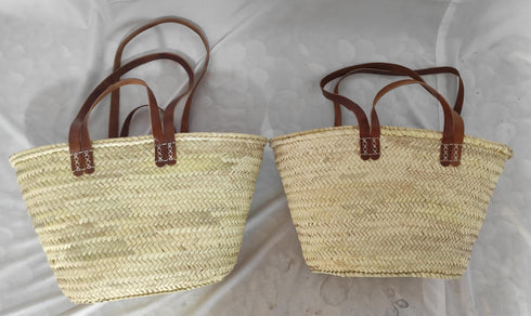 Straw basket with 4 leather handles , customize straw bag, personalized basket, personalized beach bag, personalized bag for bridesmaids